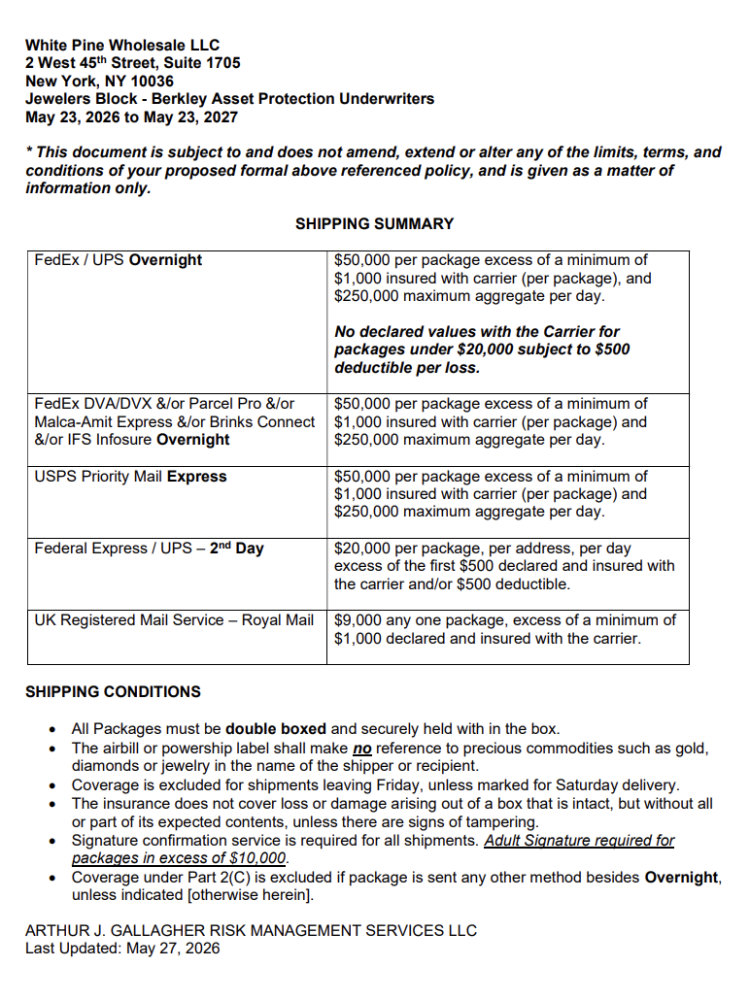 Insurance Policy Page 1