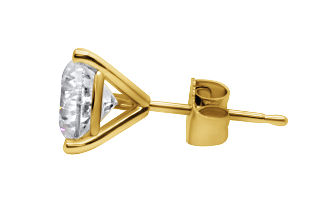 3 Prong Diamond Stud Earrings