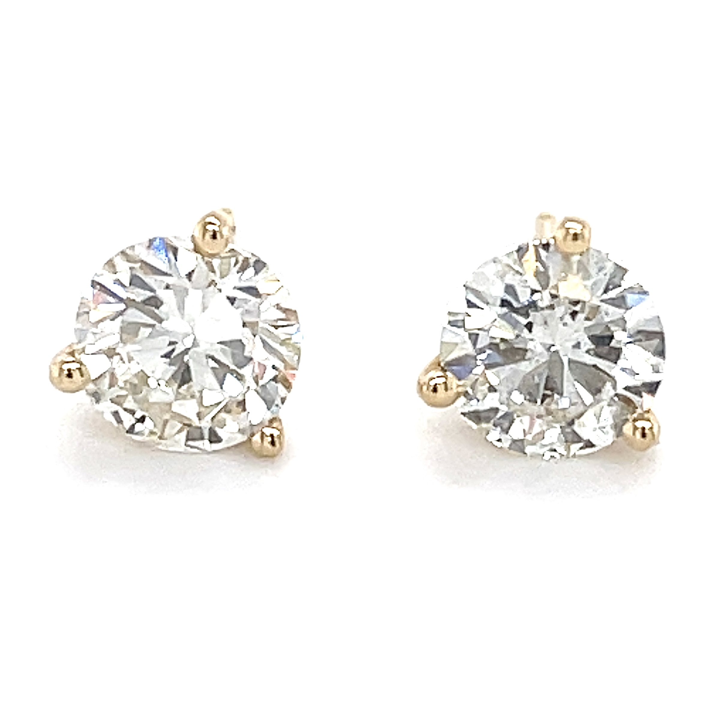3 Prong Diamond Stud Earrings