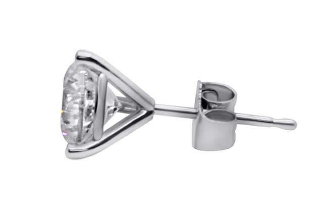 3 Prong Diamond Stud Earrings