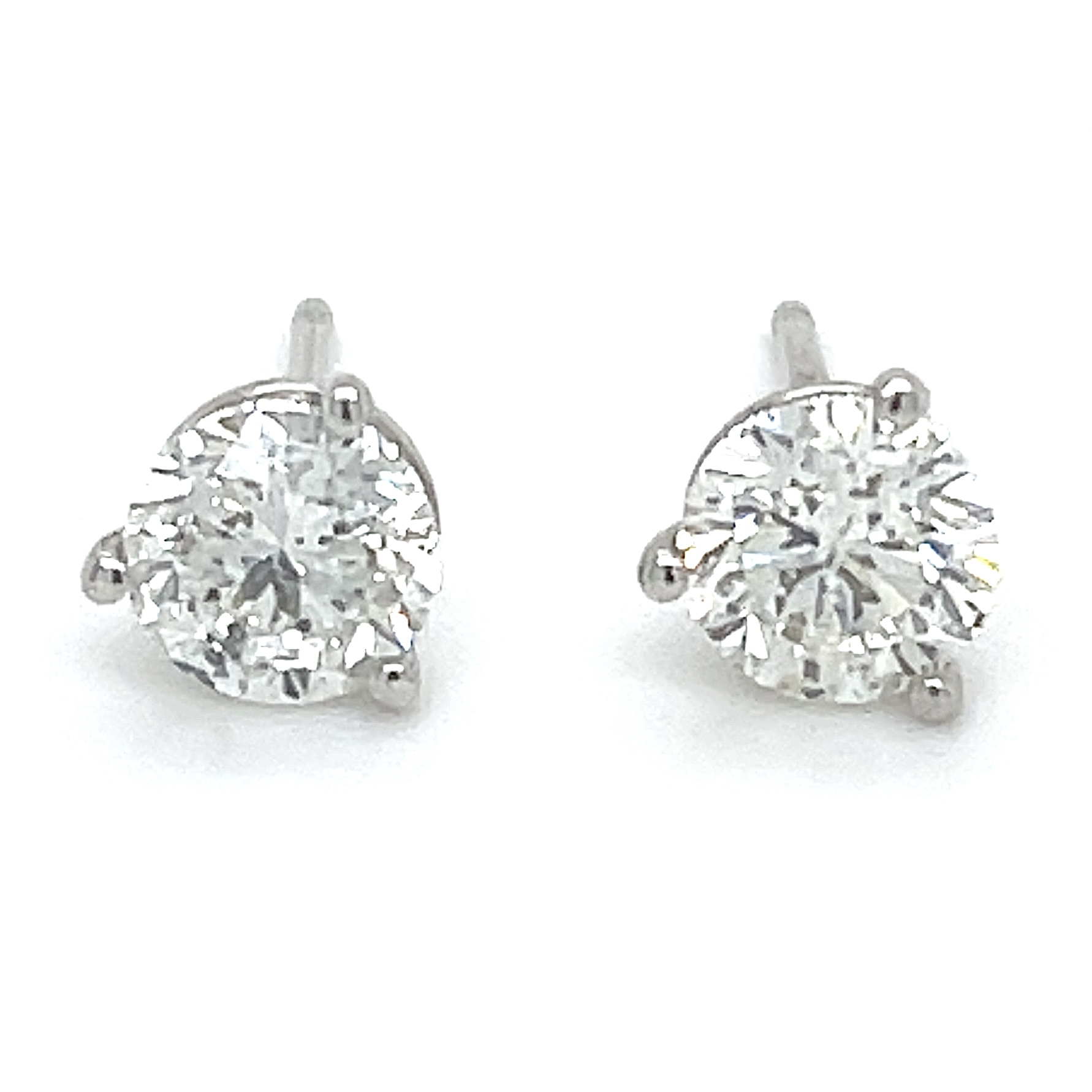3 Prong Diamond Stud Earrings