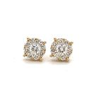 14K Yellow Gold 7/8ctw Diamond Cluster Earrings