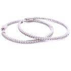 14K White Gold 1 1/2ctw Diamond Hoop Earrings