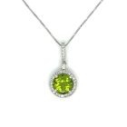 14K White Gold 1/6ctw Diamond and 1.72ct Peridot Pendant