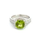 18K White Gold Diamond Ring with 0.74ctw Diamonds and 1.95ctw Peridot