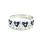 18K White Gold 1/4ctw Diamond and Sapphire Hearts Ring