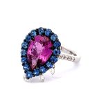 18K White Gold .93ctw Diamond and 3.75 Sapphire/Tourmaline Pear Shaped Halo Ring