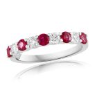 14K White Gold Ring with 0.60ctw Diamonds and 0.85ctw Rubies