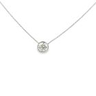 14K White Gold 1 1/2ctw Diamond Bezel Solitaire Necklace
