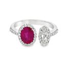 18K White Gold Split Ring with 0.94ctw Ruby and 0.46ctw Diamonds