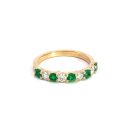 14K White Gold Ring with 0.37ctw Diamonds and 0.53ctw Emeralds