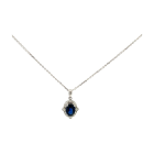 18K White Gold 1.15ctw Blue Sapphire and 0.16ctw Diamond Pendant