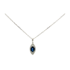 18K White Gold 1.00ctw Blue Sapphire and 0.25ctw Diamond Pendant