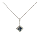 18K White Gold 0.48ctw Blue Sapphire and 0.48ctw Diamond Pendant