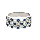 18K White Gold 1.00ctw Blue Sapphire and 0.65ctw Diamond Ring