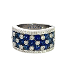 18K White Gold 4.25ctw Blue Sapphire and 0.58ctw Diamond Ring