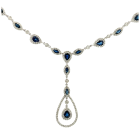 18K White Gold 2.47ctw Blue Sapphire and 1.80ctw Diamond Necklace