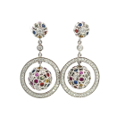 14K White Gold 2.00ctw Multi Sapphire and 0.86ctw Diamond Earrings