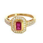 14K Yellow Gold 0.75ctw Ruby and 0.30ctw Diamond Ring