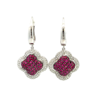 14K White Gold 2.58ctw Ruby and 1.00ctw Diamond Earrings