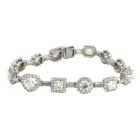 18K White Gold 12.66ctw with 10.31ctw GHI VVS1-I1 Mixed Fancy Shape and 2.35ctw Diamond Halo Bracelet