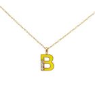 14K Yellow Gold Capital Letter Yellow Enamel Initial "B" Pendant with .09ctw Diamonds