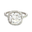 Platinum 4 1/3ctw Diamond Halo Ring GIA 15836260 Cushion Brilliant 3.35 GVVS2 VGGD None