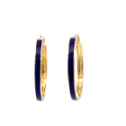 Michael M 14K Hoop Earrings with 1.26ctw and Blue Enamel