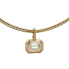 14K Yellow Gold 3.15ctw Emerald MVVS2 EXEX F GIA 2233760242 Bezel Pendant on Omega Chain