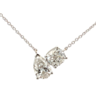 18K White Gold 2.06ctw Diamond Pendant GIA 2476237027 Pear 1.00 EVS1 EXVG None, GIA 6392366210 1.06 Cushion DVS1 EXEX Strong