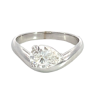 18K White Gold 1.06ctw Diamond Pear Shaped Solitaire Curved Ring GIA 15614682 Pear 1.06 FVS2 EXVG None