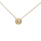 14K Yellow Gold 1.51ctw Diamond Cushion Bezel with Paper Clip Chain pendant GIA 1236860970 Cushion Modified 1.51 JSI1 VGGD None
