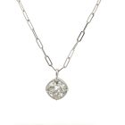 18K White Gold 3.00ct Diamond Cushion Pendant with Paper Clip Chain GIA 1172249143 Cushion 3.00 DSI2 EXVG None