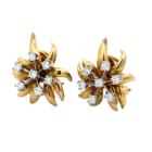 Tiffany & Co 18K Yellow Gold 1/2ctw Schlumberger Flame Diamond Gold Platinum Earrings