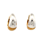 18K White and Yellow Gold 1/10ctw Diamond Huggie Earrings