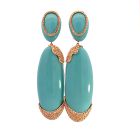 14K Yellow Gold 2/1ctw Diamond and Blue Stone Earrings