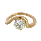 18K Yellow Gold 1.36ctw Diamond GIA 5231504392 Round 1.36 MVS1 EXEXEX Faint Curved Solitaire Ring