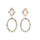 14K Yellow Gold 2 3/4ctw Diamond Baguette and Round Drop Earrings
