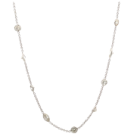 14K White Gold 3.26ctw Diamond by the Yard Mix Shape Necklace 18" 20 stations