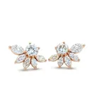 14K Yellow Gold 2.98ctw Diamond Marquise Cluster Earrings