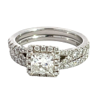 14K White Gold 1.77ctw LAB DIAMOND Princess Wedding Set