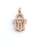 Chopard 18K Rose Gold .22ct Happy Diamonds Pave Hamsa Hand Diamond Pendant Necklace