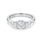 18K White Gold 1/1ctw Diamond 3-stone Round and Pear Ring