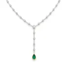 18K White and Yellow Gold 1/1ctw Diamond and Emerald dangle Necklace