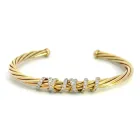 David Yurman 18K Yellow Gold 1/2ctw Diamond Helena Center Station Bangle Bracelet