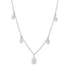 14K White Gold 1.79ctw Pear Diamond 5-Stone Dangle Necklace with 0.81ct Pear Shape Center