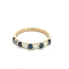 14K Yellow Gold 9 Stone Diamond and Sapphire Band, 0.30ctw diamonds and 0.50ctw sapphire
