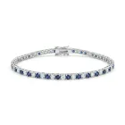 14K White Gold Diamond and Sapphire Tennis bracelet wiht 2.19ctw diamonds and 3.07ctw sapphires