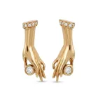 14K Yellow Gold 1/2ctw Diamond Hand Earrings