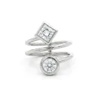 14K White Gold 1.67ctw Diamond Triple Band Ring GIA 2235339787 Round .85 ESI2 EXEXEX None, GIA 2235686660 Princess .82 GVS1 EXVG Faint